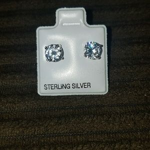 6mm sterling silver round cz earrings